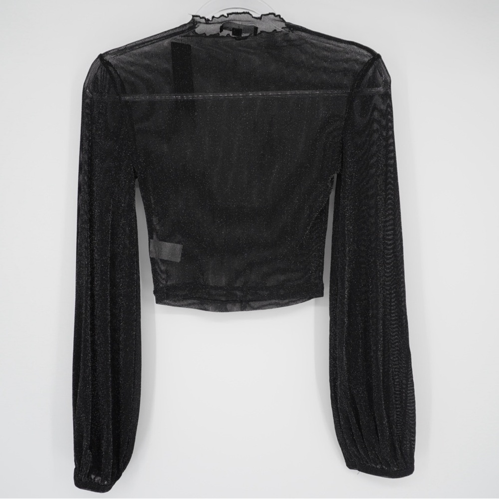 Lulus Black‎ Glitter Mesh Top Tee long sleeve XS NEW Grunge Skater Goth Festival